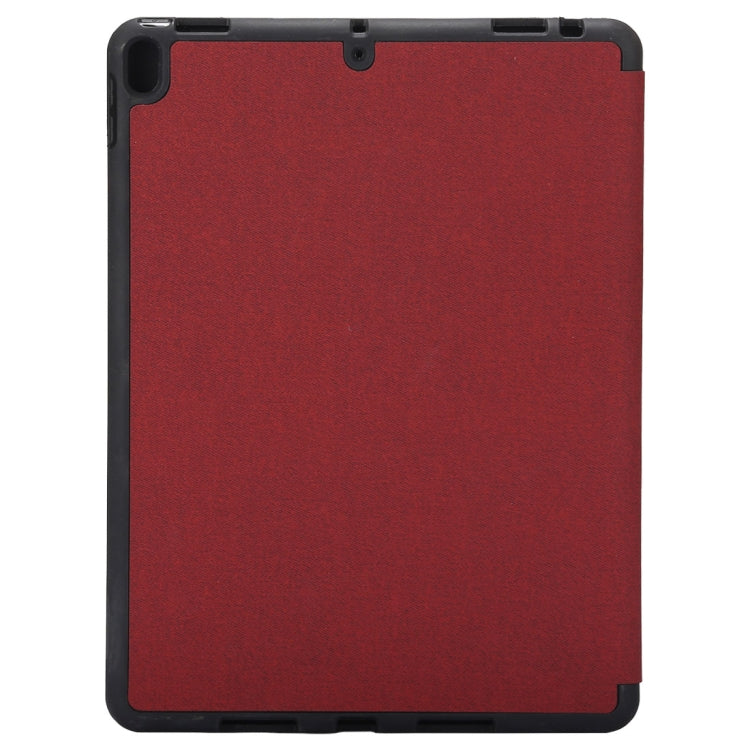 Cloth Texture Pattern Case for iPad 9.7 (2018) & iPad 9.7 inch (2017), with Three-folding Holder & Pen Slots