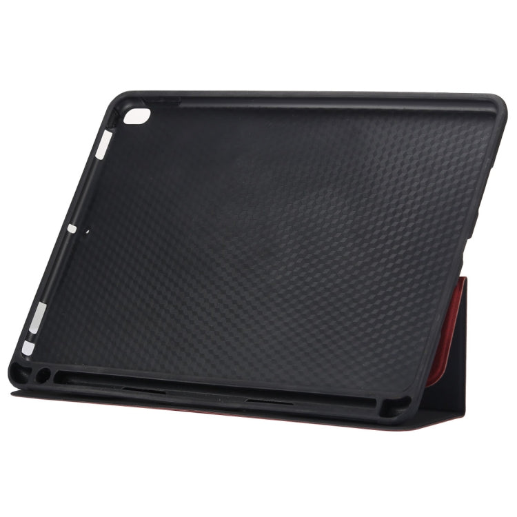 Cloth Texture Pattern Case for iPad 9.7 (2018) & iPad 9.7 inch (2017), with Three-folding Holder & Pen Slots