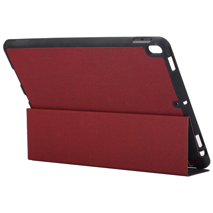 Cloth Texture Pattern Case for iPad 9.7 (2018) & iPad 9.7 inch (2017), with Three-folding Holder & Pen Slots