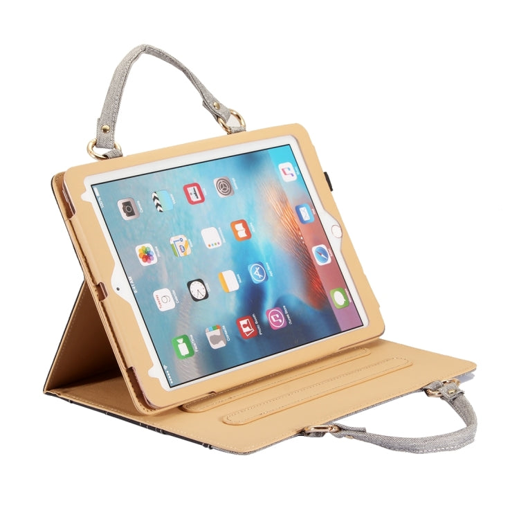For iPad 9.7 (2018) & iPad 9.7 (2017) / Air 2 / Air Jeans Texture Universal Horizontal Flip Handle Leather Case with Holder & Small Pocket & Sleep / Wake-up