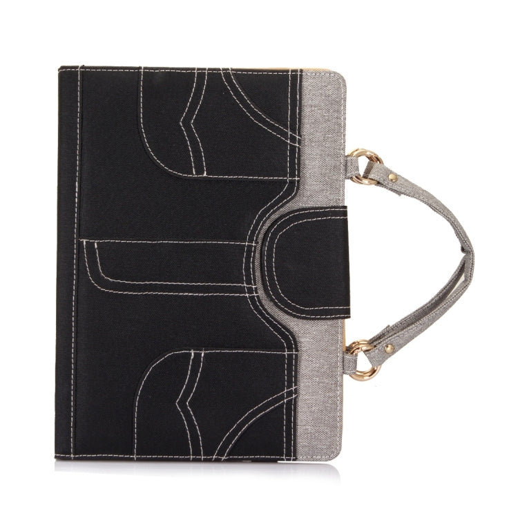 For iPad 9.7 (2018) & iPad 9.7 (2017) / Air 2 / Air Jeans Texture Universal Horizontal Flip Handle Leather Case with Holder & Small Pocket & Sleep / Wake-up