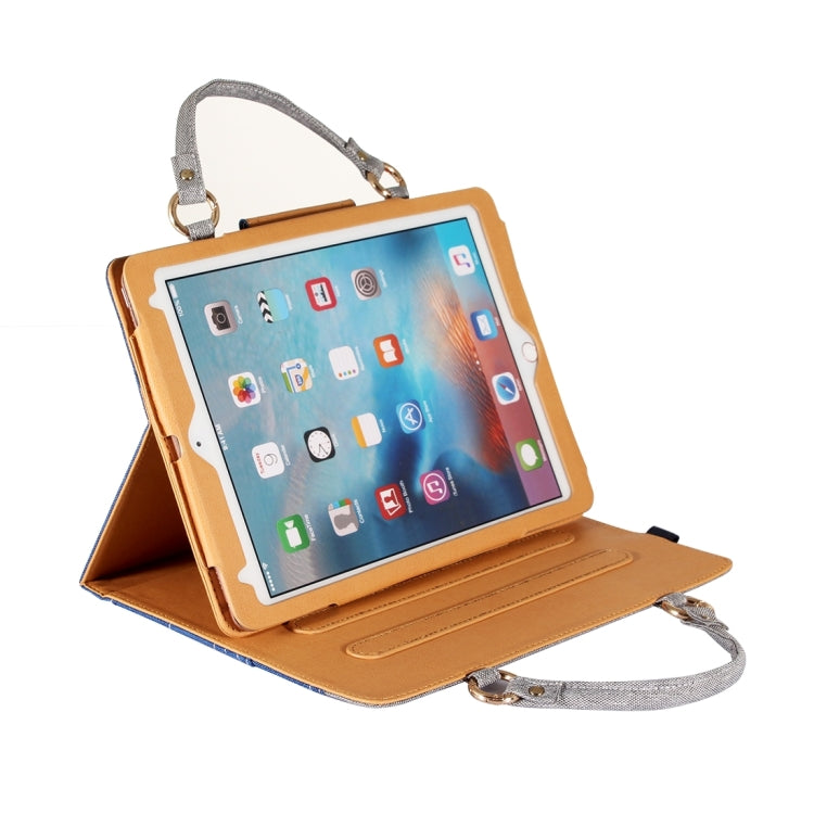 For iPad 9.7 (2018) & iPad 9.7 (2017) / Air 2 / Air Jeans Texture Universal Horizontal Flip Handle Leather Case with Holder & Small Pocket & Sleep / Wake-up