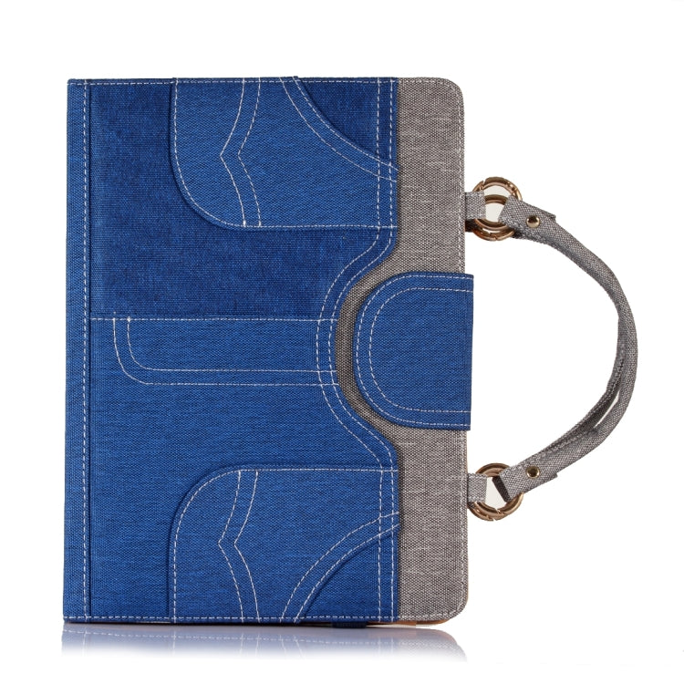 For iPad 9.7 (2018) & iPad 9.7 (2017) / Air 2 / Air Jeans Texture Universal Horizontal Flip Handle Leather Case with Holder & Small Pocket & Sleep / Wake-up