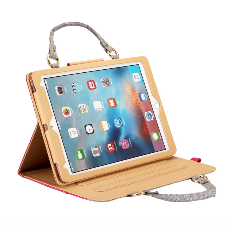 For iPad 9.7 (2018) & iPad 9.7 (2017) / Air 2 / Air Jeans Texture Universal Horizontal Flip Handle Leather Case with Holder & Small Pocket & Sleep / Wake-up