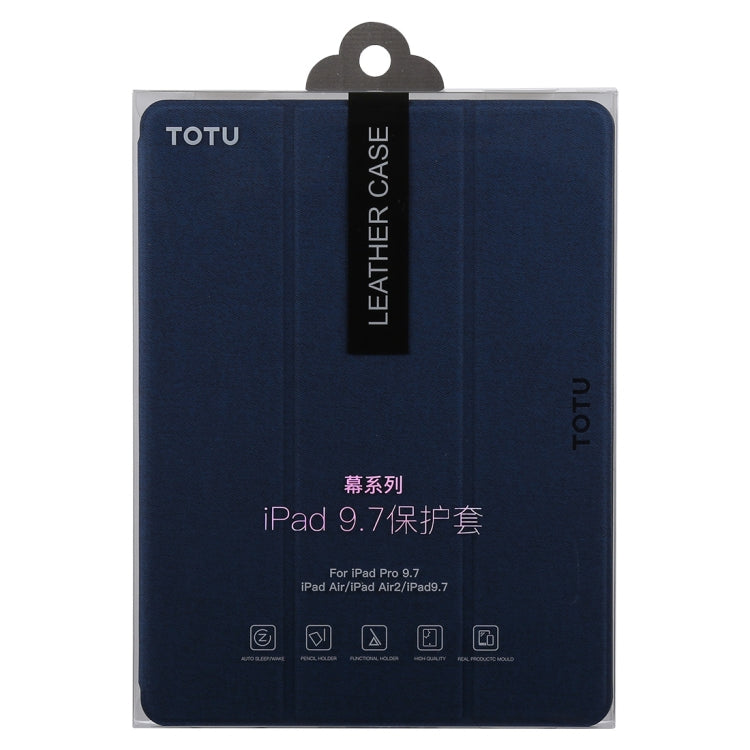 TOTUDESIGN Curtain Series Horizontal Flip Leather Case for iPad Pro 9.7 inch, With Holder & Pen Slot