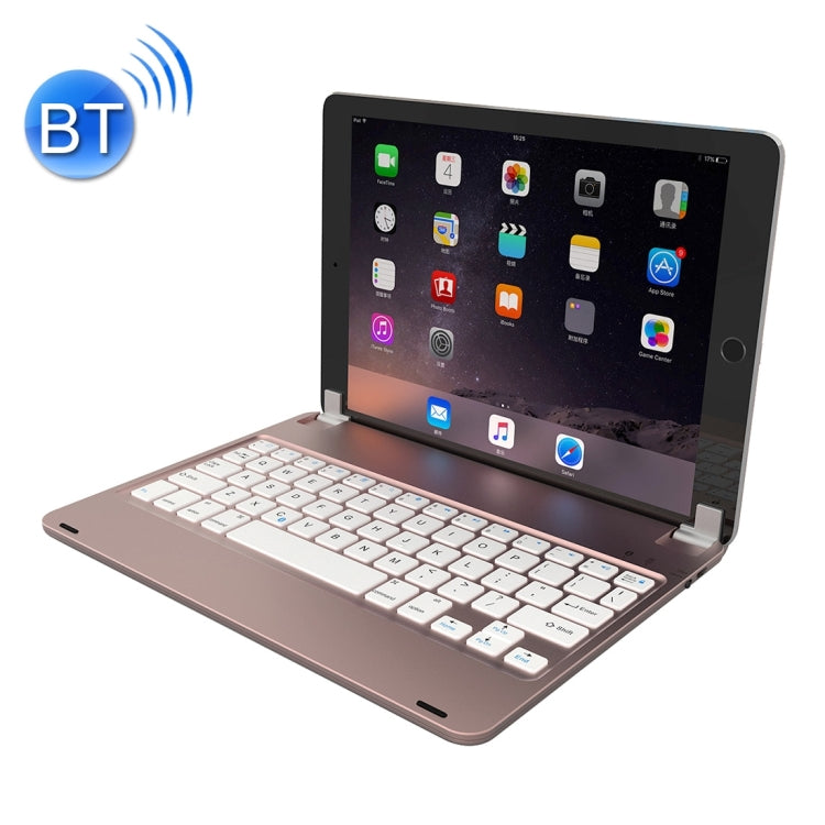 F17 for iPad Pro 9.7 inch & iPad Air 2 & iPad Air Adjustable Slot Magnetic Suction Bluetooth Keyboard with Sleep / Wake-up Function(Rose Gold)