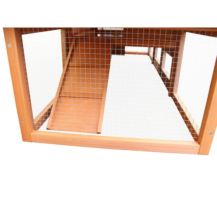 [US Warehouse] 70 inch Wooden Rabbit Hutch Outdoor Pet House Cage for Small Animals with 2 Run Play Area