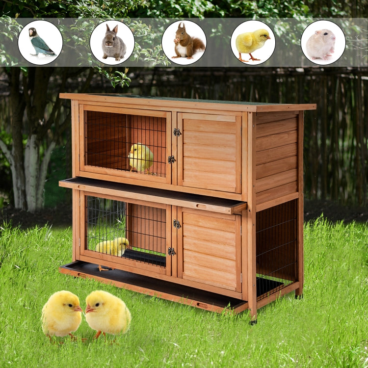 [US Warehouse] Wooden Coop for Chick and Small animal Rabbit Hutch Wood House Pet Cage for Small Animals