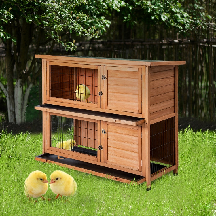 [US Warehouse] Wooden Coop for Chick and Small animal Rabbit Hutch Wood House Pet Cage for Small Animals