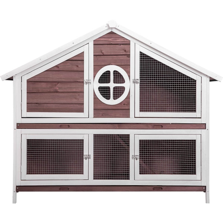 [US Warehouse] Rabbit Hutch Wood House Pet Cage for Small Animals(Red)