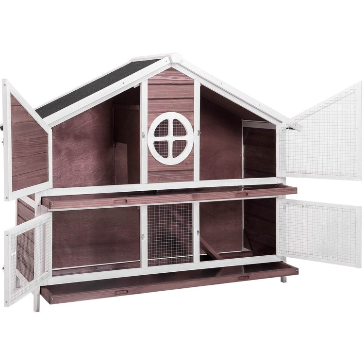 [US Warehouse] Rabbit Hutch Wood House Pet Cage for Small Animals(Red)