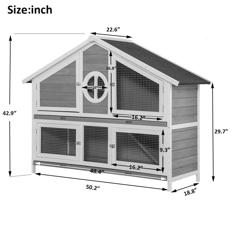 [US Warehouse] Rabbit Hutch Wood House Pet Cage for Small Animals(Red)