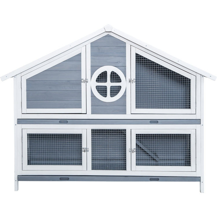 [US Warehouse] Rabbit Hutch Wood House Pet Cage for Small Animals(Grey)