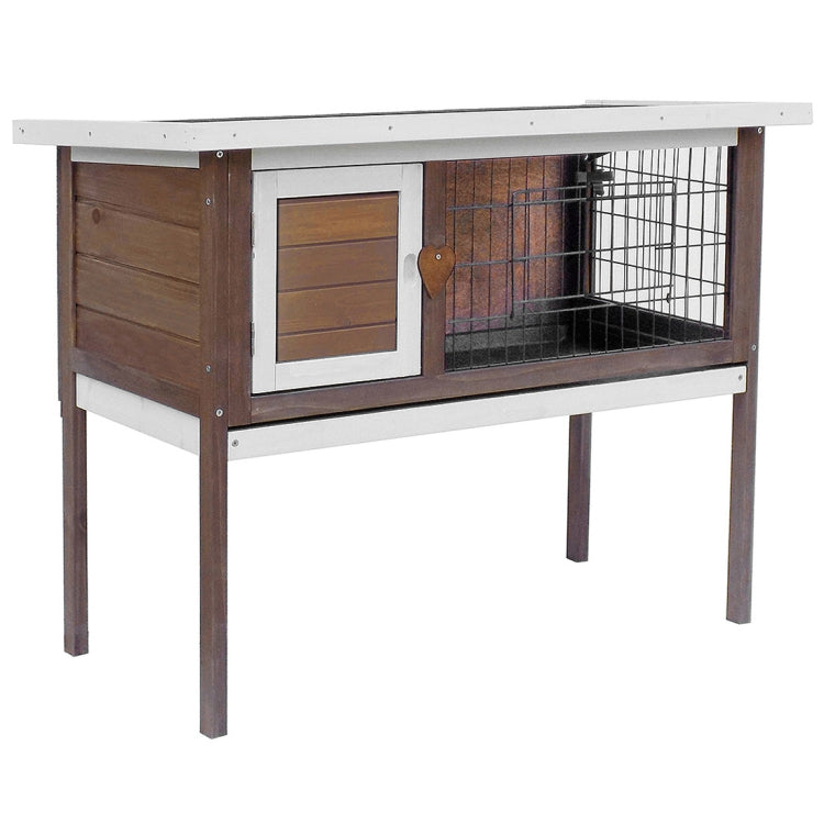 [US Warehouse] Pet Rabbit Bunny Wood House Hutch with ABS Tray