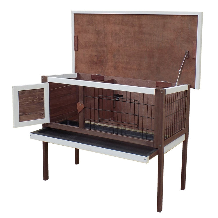 [US Warehouse] Pet Rabbit Bunny Wood House Hutch with ABS Tray