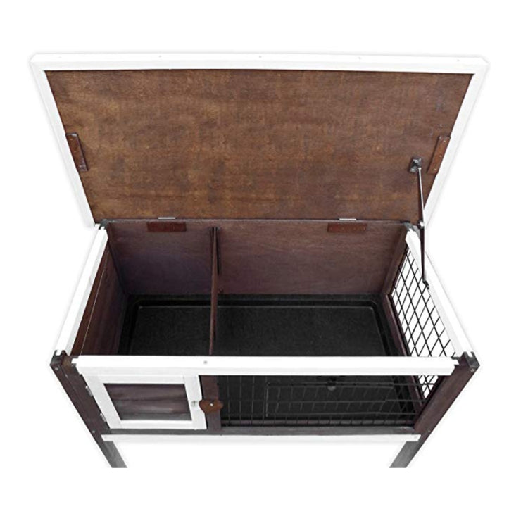 [US Warehouse] Pet Rabbit Bunny Wood House Hutch with ABS Tray