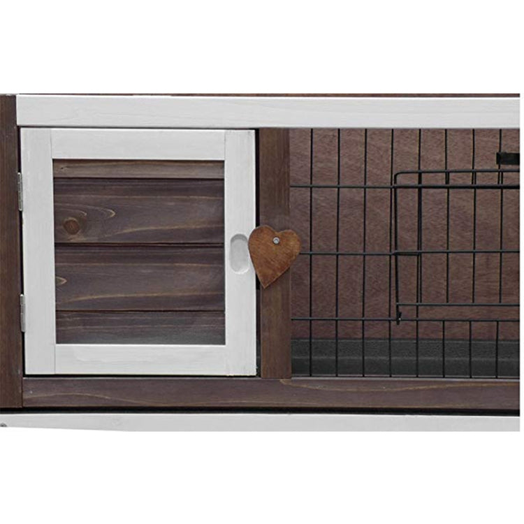 [US Warehouse] Pet Rabbit Bunny Wood House Hutch with ABS Tray