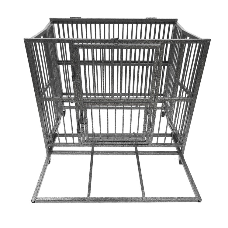[US Warehouse] 49 inch Heavy Duty Dog Cage Crate with Two Prevent Escape Lock, Lockable Wheels, Removable Tray for Indoor Outdoor