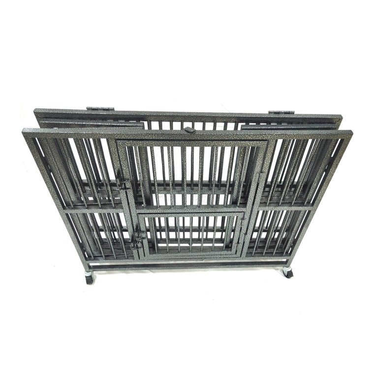 [US Warehouse] 49 inch Heavy Duty Dog Cage Crate with Two Prevent Escape Lock, Lockable Wheels, Removable Tray for Indoor Outdoor