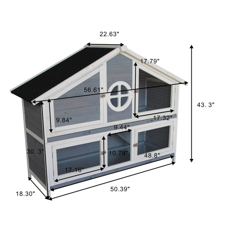 [US Warehouse] Wooden Pet House, Size: 128x46x110cm(Grey)