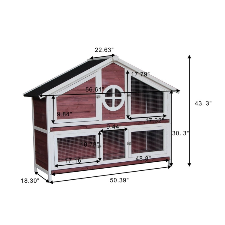 [US Warehouse] Wooden Pet House, Size: 128x46x110cm(Red)