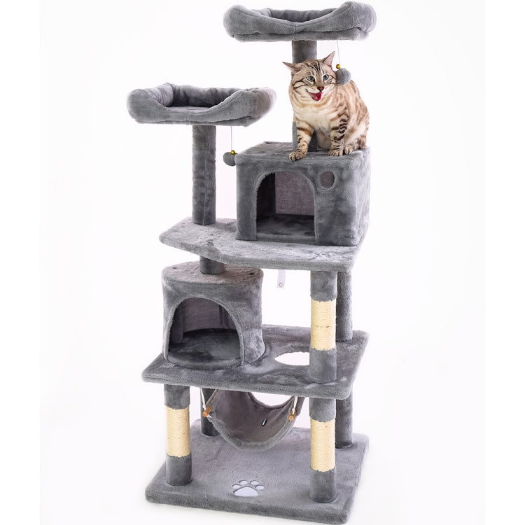 [US Warehouse] 57.09 inch Multi-level Plush Cat Tree Condo Pet Playhouse for Large Cats