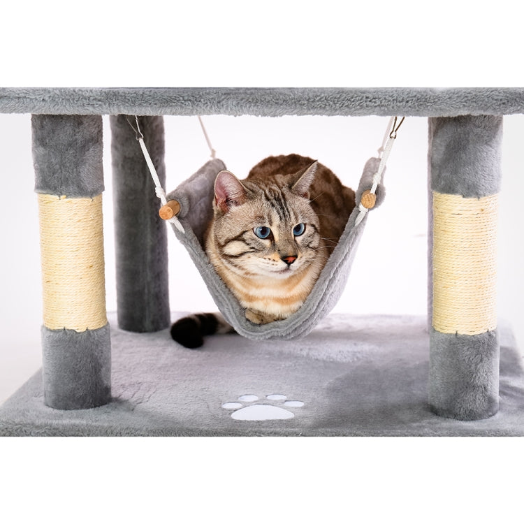 [US Warehouse] 57.09 inch Multi-level Plush Cat Tree Condo Pet Playhouse for Large Cats