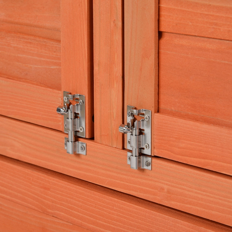 [UK Warehouse] Outdoor Wooden Pet House Cage Chicken Coop Rabbit Hutch with 2 Run Play Area, Size: 70.9 x 28.3 x 20 inch