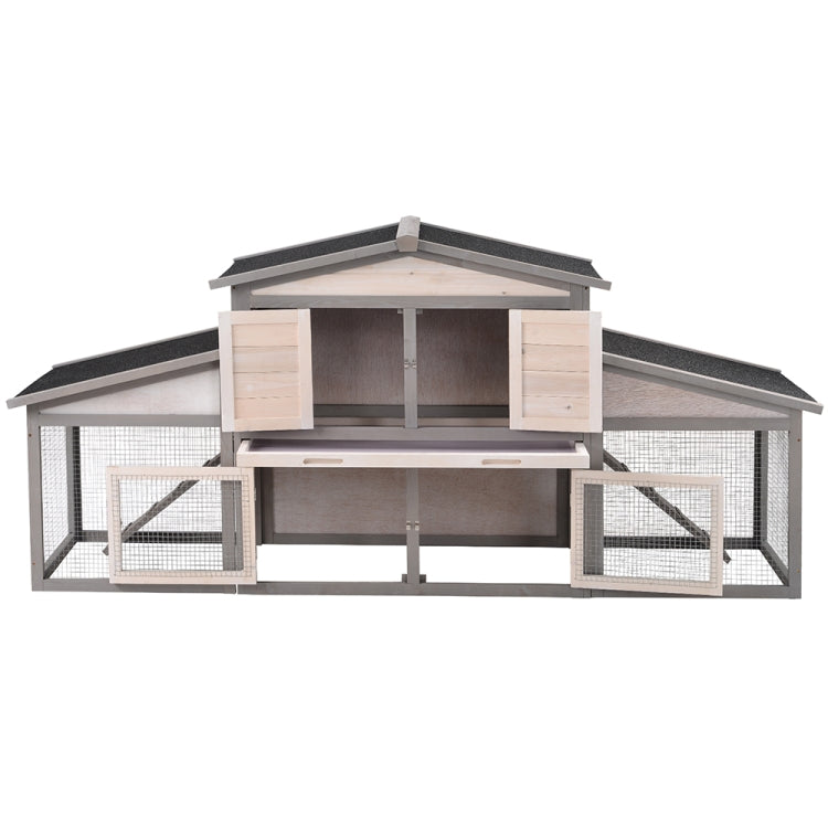 [US Warehouse] Outdoor Wooden Pet House Cage Chicken Coop Rabbit Hutch with Tray and 2 Ramps, Size: 88.2 x 43 x 27.6 inch