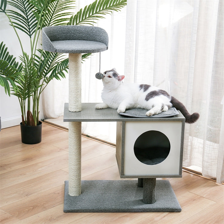 [US Warehouse] 38.8 inch Multi-level Cat Tree Condo Pet Playhouse for Small to Medium Cats, with Sisal-Covered Scratching Posts