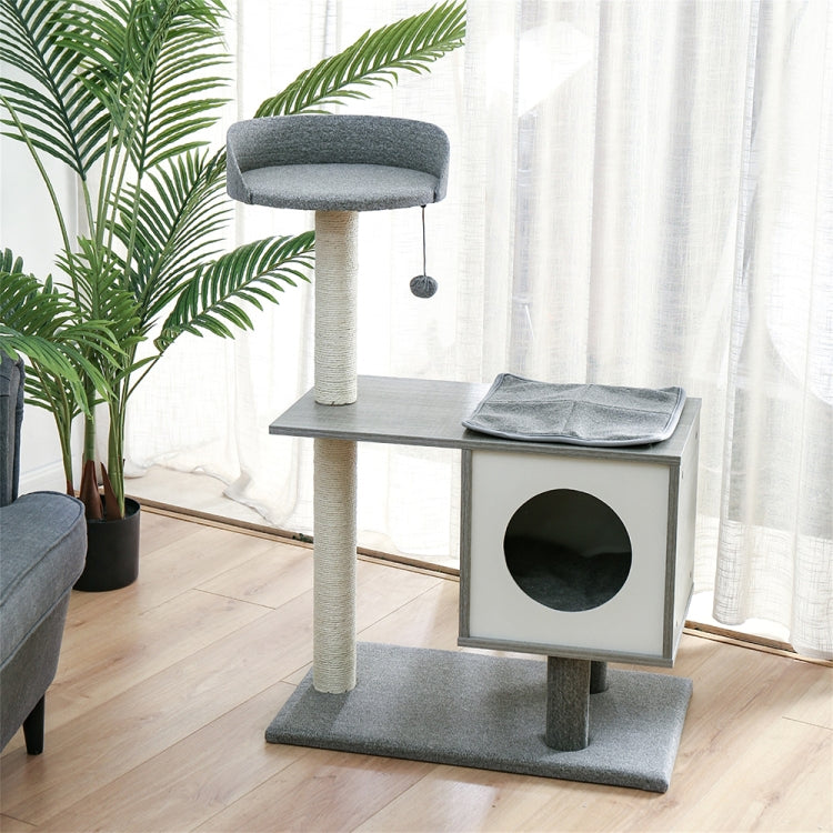 [US Warehouse] 38.8 inch Multi-level Cat Tree Condo Pet Playhouse for Small to Medium Cats, with Sisal-Covered Scratching Posts