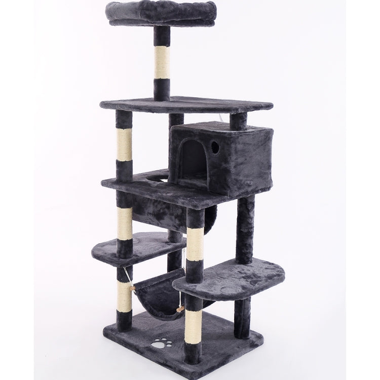 [US Warehouse] 61.02 inch Multi-level Cat Tree Condo Pet Playhouse with Scratching Posts & Perch & Hammock & Tunnel