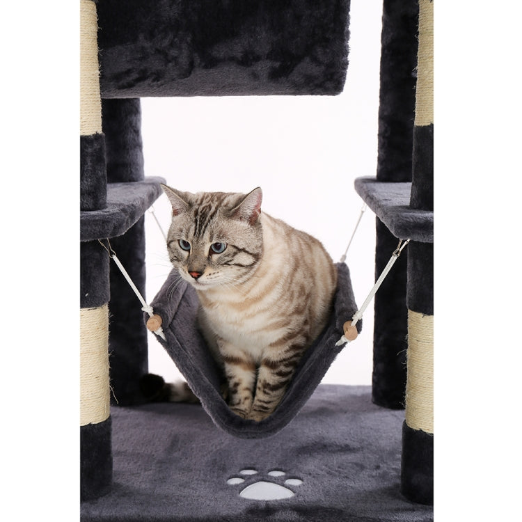 [US Warehouse] 61.02 inch Multi-level Cat Tree Condo Pet Playhouse with Scratching Posts & Perch & Hammock & Tunnel