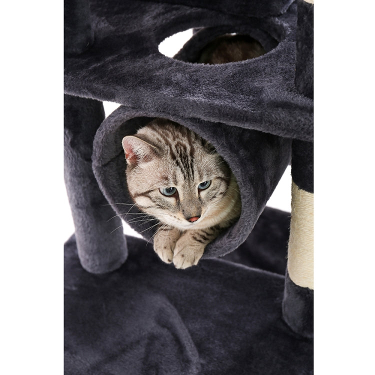 [US Warehouse] 61.02 inch Multi-level Cat Tree Condo Pet Playhouse with Scratching Posts & Perch & Hammock & Tunnel