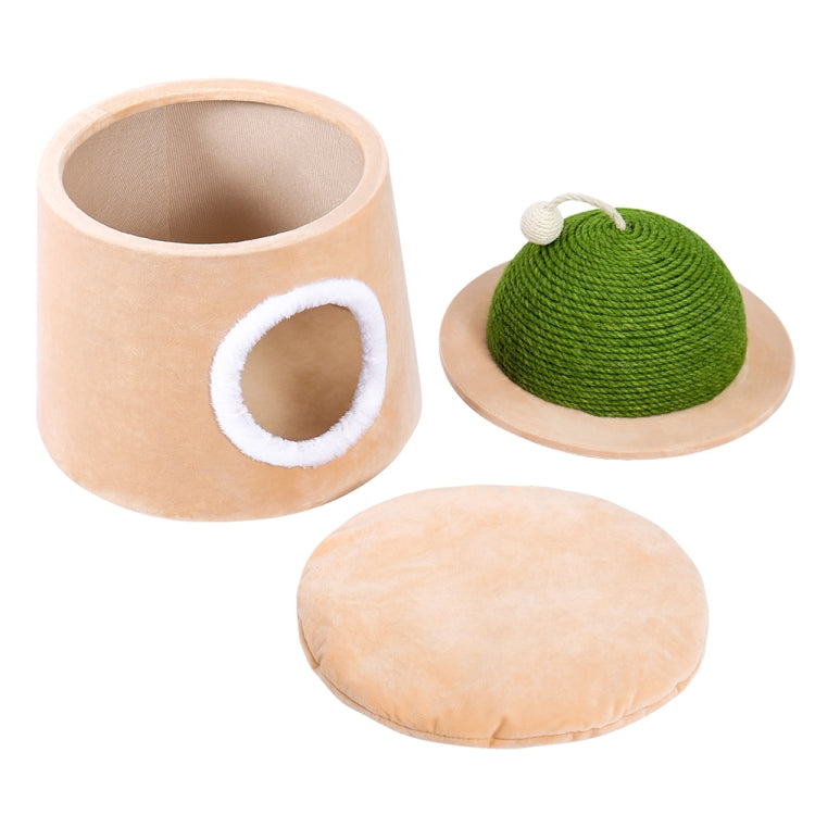 [US Warehouse] Cactus Cat Cave House with Sisal Scratching Post and Ball, Size: M