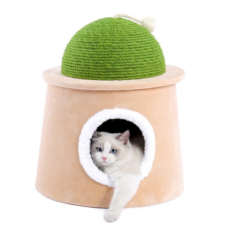 [US Warehouse] Cactus Cat Cave House with Sisal Scratching Post and Ball, Size: L