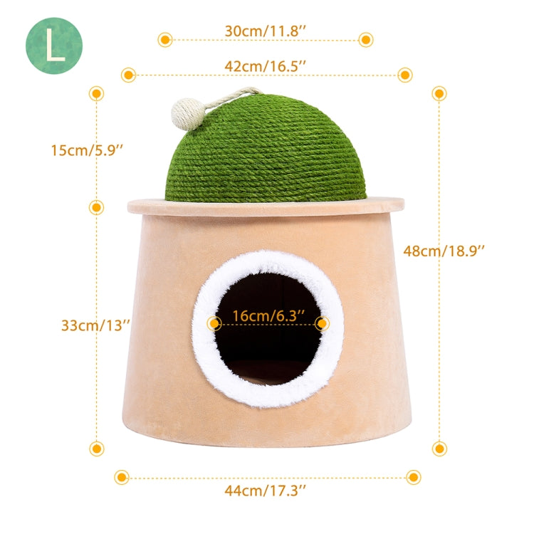 [US Warehouse] Cactus Cat Cave House with Sisal Scratching Post and Ball, Size: L