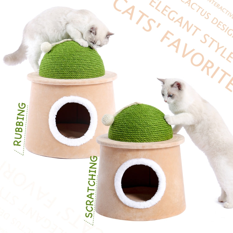 [US Warehouse] Cactus Cat Cave House with Sisal Scratching Post and Ball, Size: L