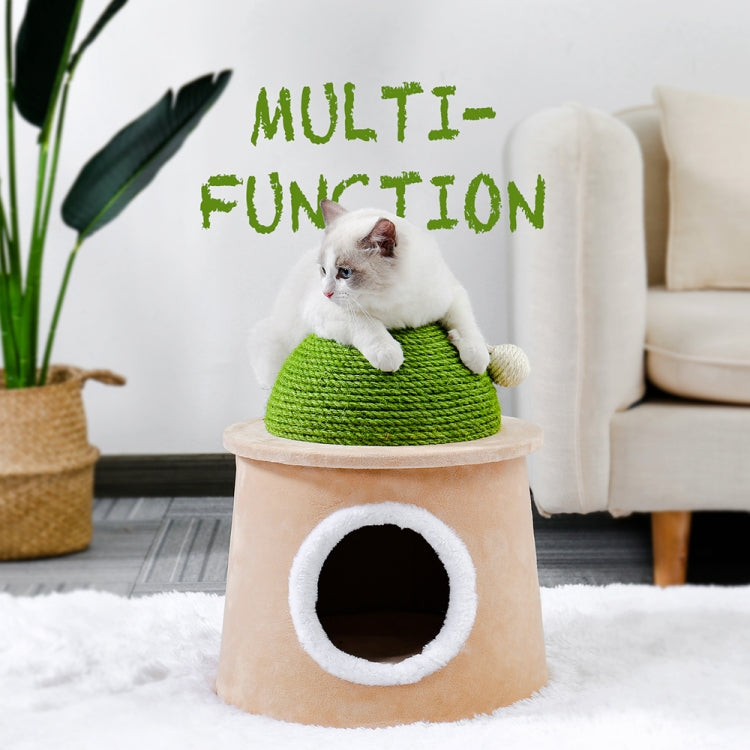 [US Warehouse] Cactus Cat Cave House with Sisal Scratching Post and Ball, Size: L