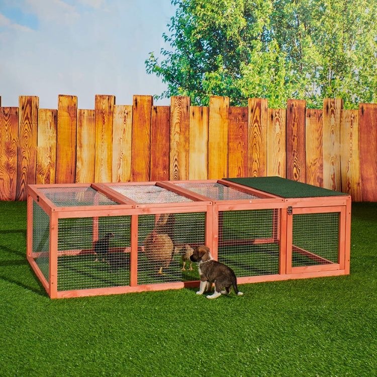 [US Warehouse] Outdoor Wooden Metal Mesh Rabbit Cage Chicken Coop, Size: 70.9 x 39.4 x 18.9 inch