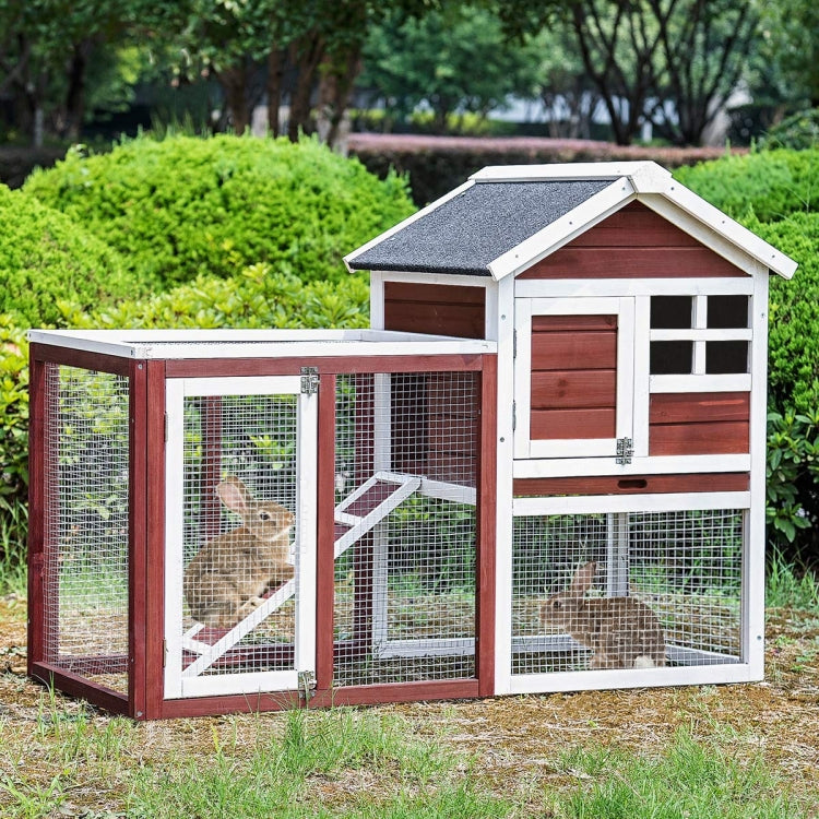 [UK Warehouse] Rabbit Bunny Hutch Cage House with Linoleum Roof 2-Tier