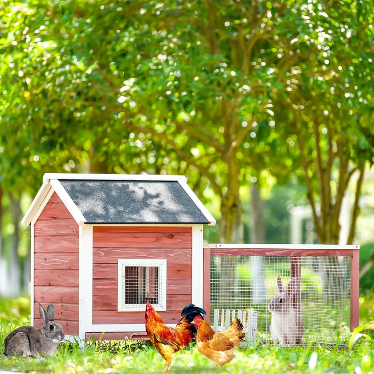 [UK Warehouse] Wooden Indoor Outdoor Bunny Cage with Ladder & Outdoor Run