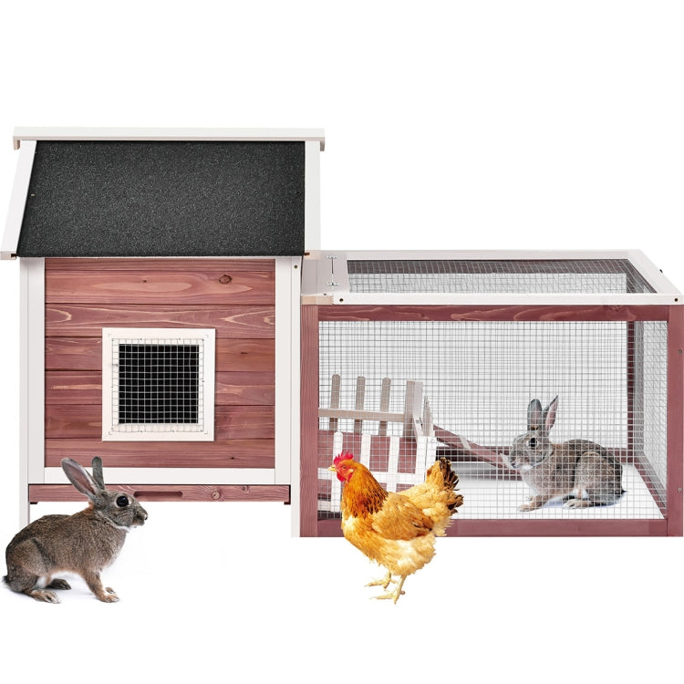[UK Warehouse] Wooden Indoor Outdoor Bunny Cage with Ladder & Outdoor Run