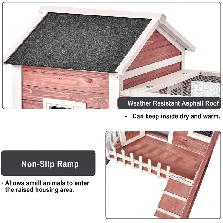 [UK Warehouse] Wooden Indoor Outdoor Bunny Cage with Ladder & Outdoor Run