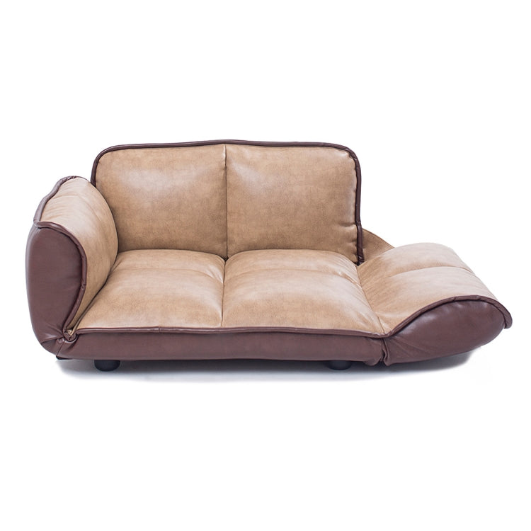 [US Warehouse] PU + PVC Leather Pet Bed with Adjustable Armrests(Tan)