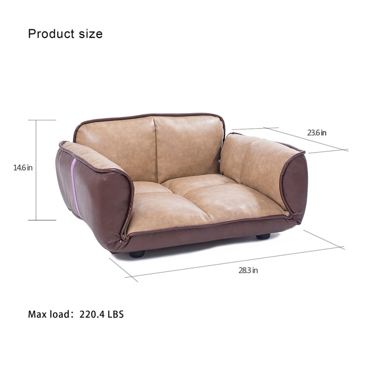 [US Warehouse] PU + PVC Leather Pet Bed with Adjustable Armrests(Tan)