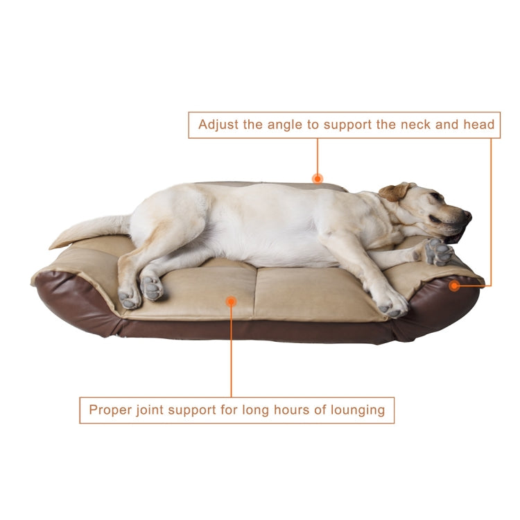 [US Warehouse] PU + PVC Leather Pet Bed with Adjustable Armrests(Tan)