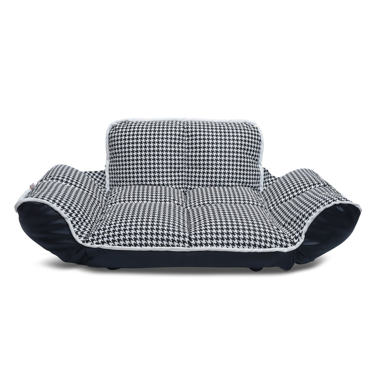 [US Warehouse] PU + PVC Leather Pet Bed with Adjustable Armrests(Houndstooth)