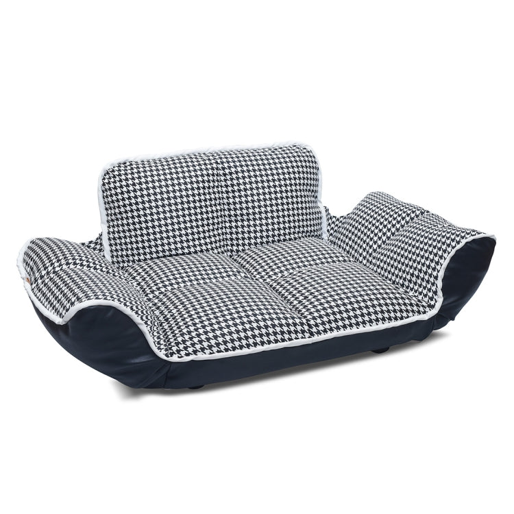 [US Warehouse] PU + PVC Leather Pet Bed with Adjustable Armrests(Houndstooth)