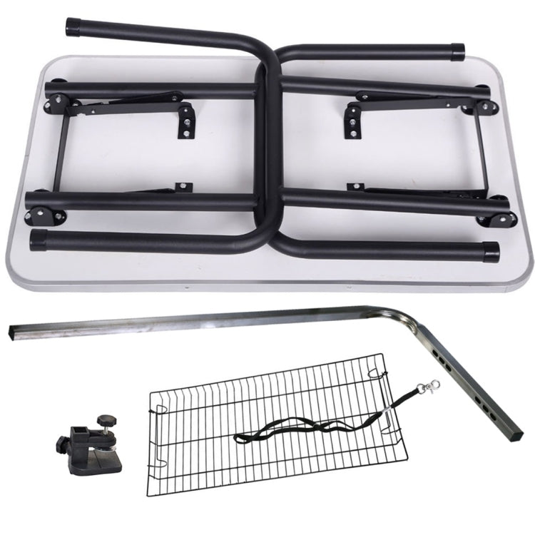 [US Warehouse] 32 inch Foldable Black Rubber Pet Grooming Table with Mesh Tray and Adjustable Arm